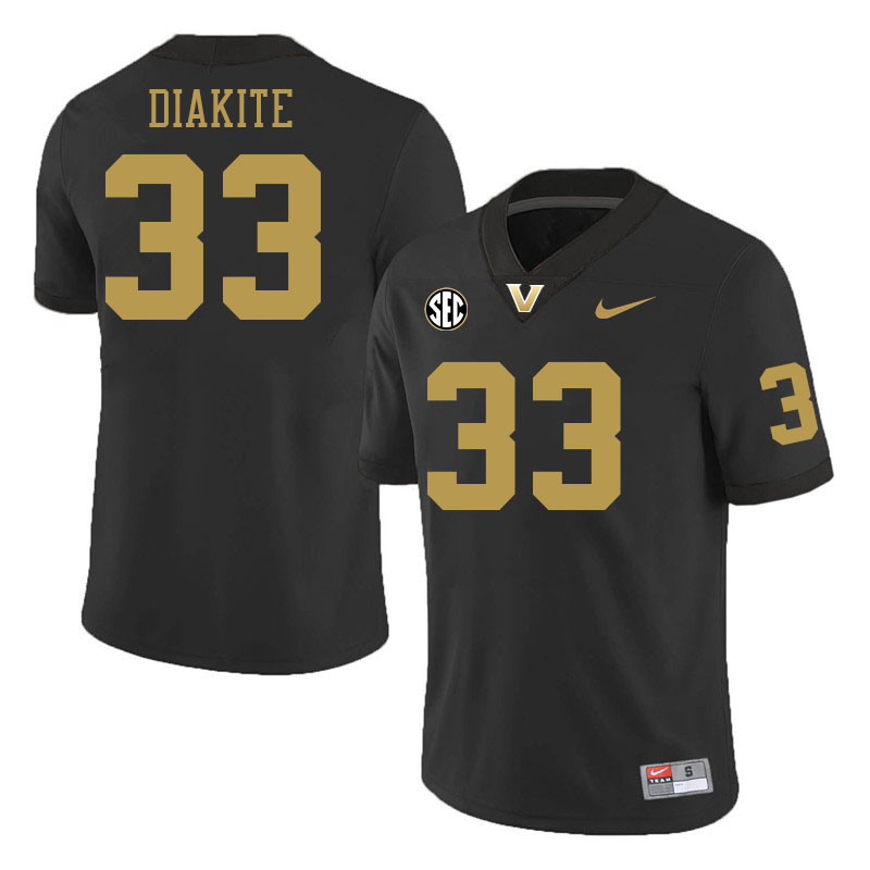 Vanderbilt Commodores #33 Boubacar Diakite College Football Jerseys 2024 Uniforms Stitched-Black